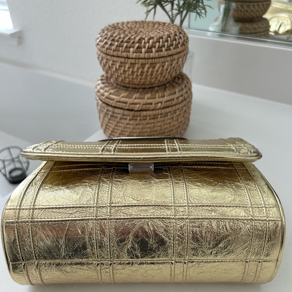 Tory Burch Fleming Metallic Quilt Small Convertible Shoulder Bag NWT - Picture 5 of 5